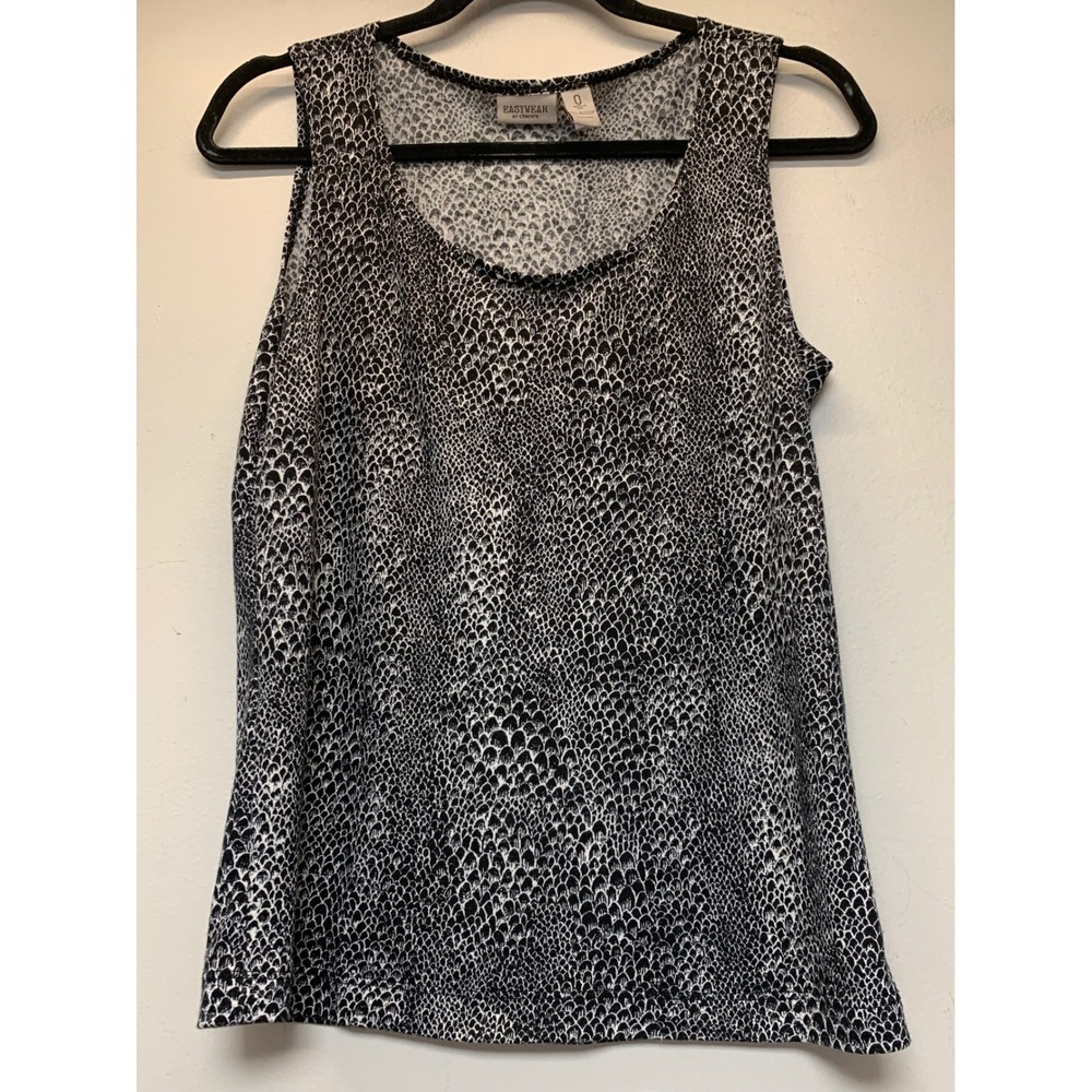 Easywear by Chico's Sleeveless Top Womens 0 Black White Snakeskin Print Tank